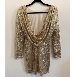 Never Worn Gold Sequins Backless Mini Dress